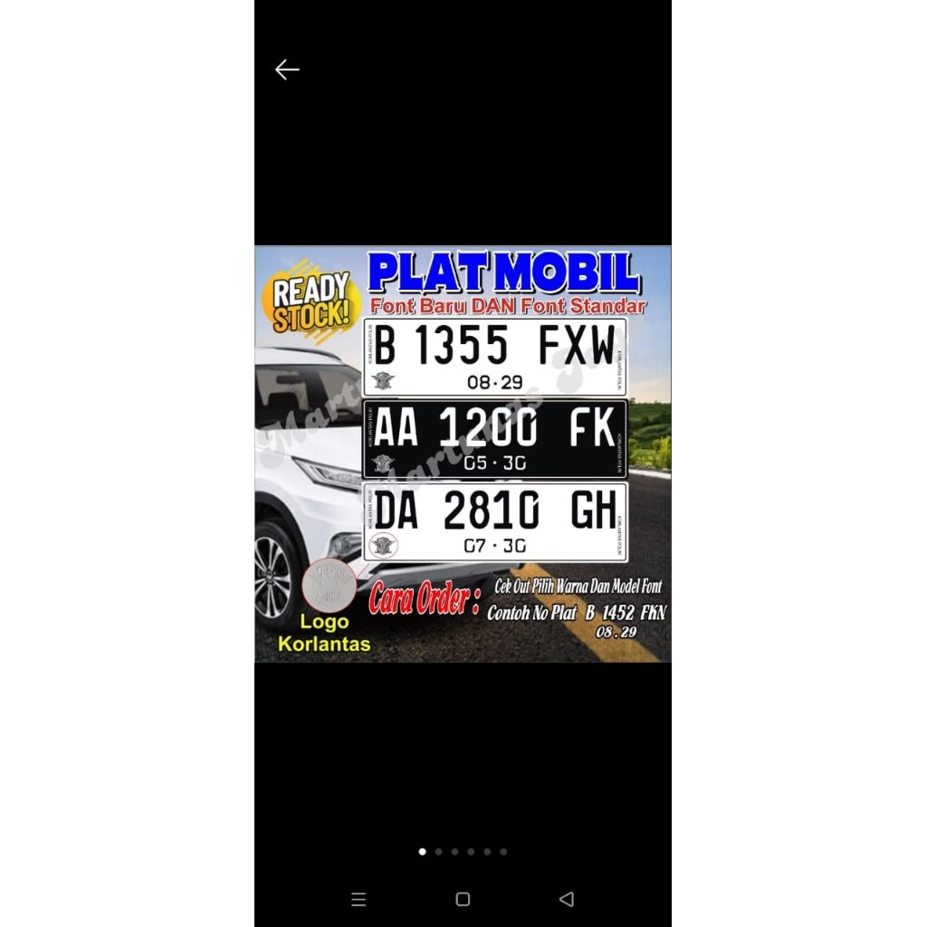 Plat Mobil ada logo korlantas polri timbul putih dan hitam