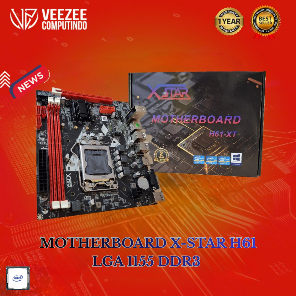 motherboard Mobo MB X-Star H61 LGA 1155 slot NVMe baru murah garansi