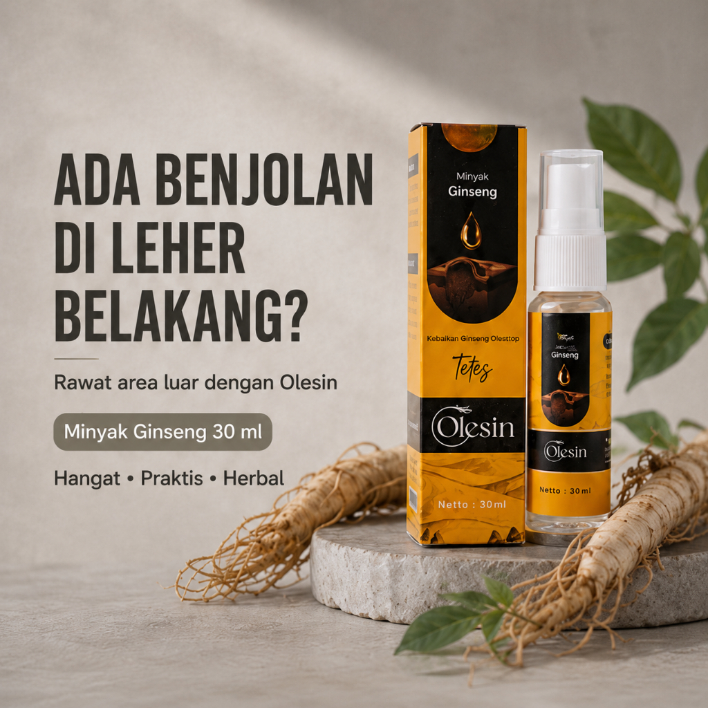 OLESIN.ID | Minyak Ginseng untuk Kelenjar Getah Bening, Benjolan, dan Pegal Pada Tubuh
