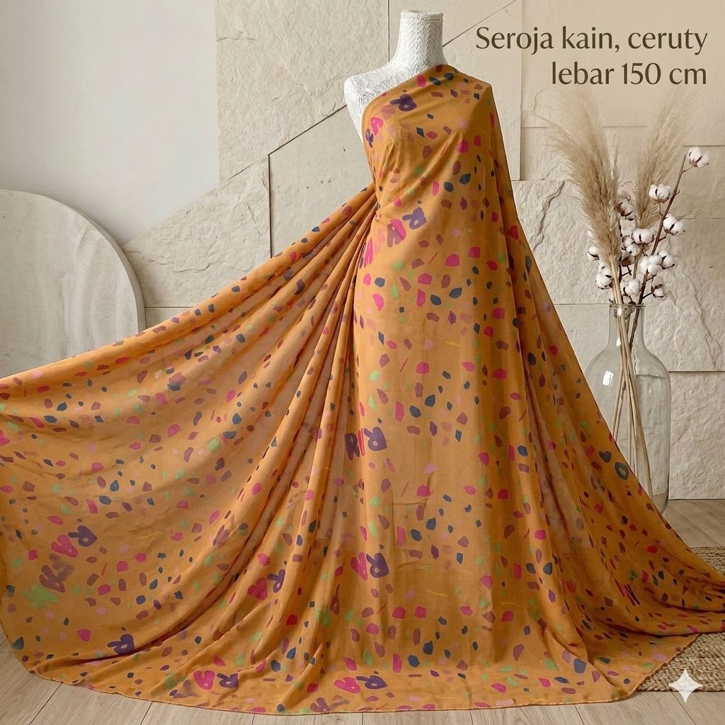 Kain Sifon Ceruty Babydoll Motif Abstrak Terrazzo Geometris Premium - Bahan Ceruti Print Kekinian Me