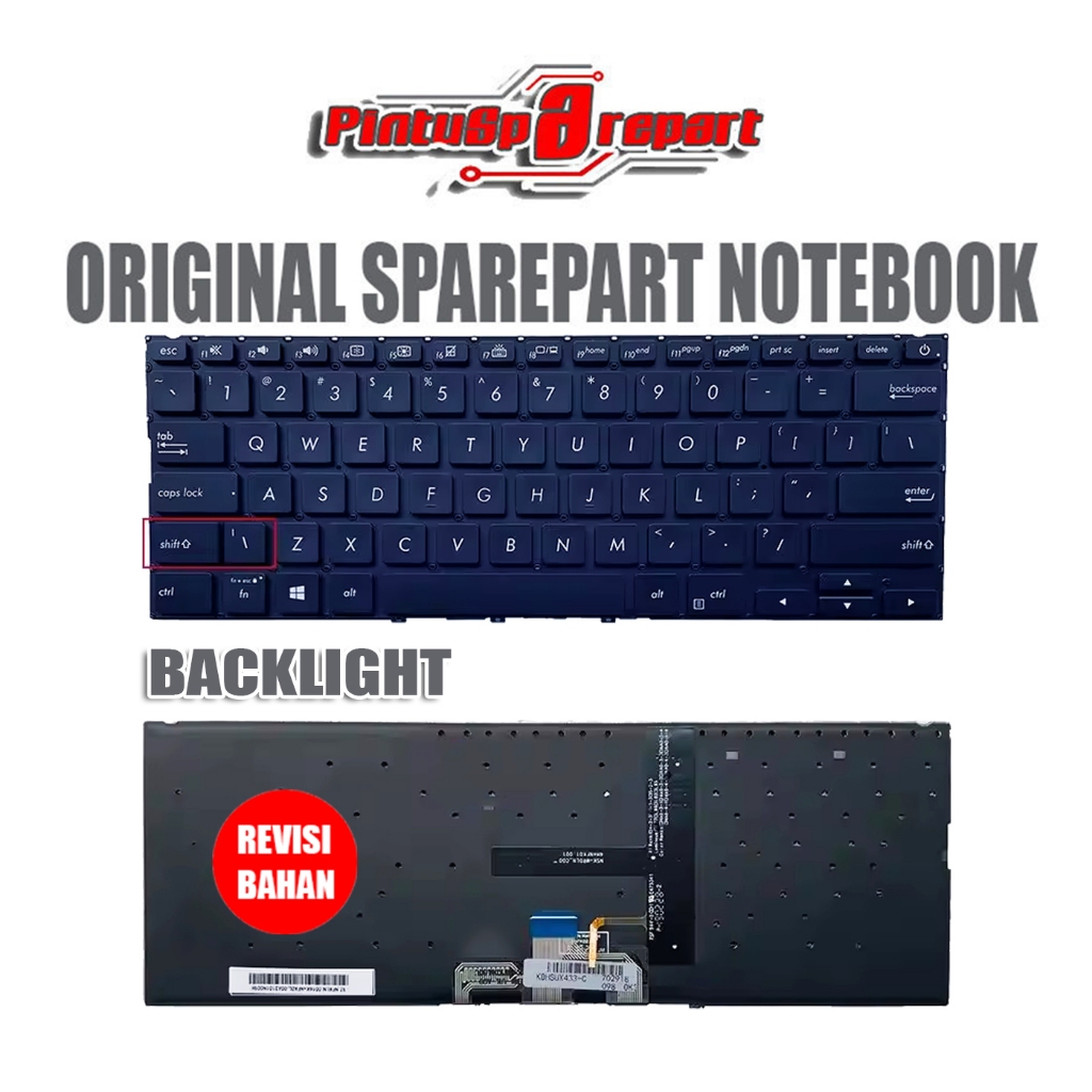 (Genuine Backlight) Blue Original Keyboard Asus 14 UX433 UX433F UX433FAW UX433FAC UX433FA UX433FLC U