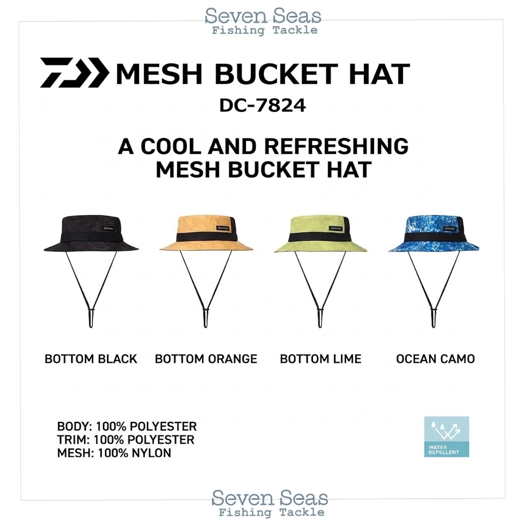 Daiwa Topi Mancing Mesh Bucket Hat DC-7824 Water Repellent