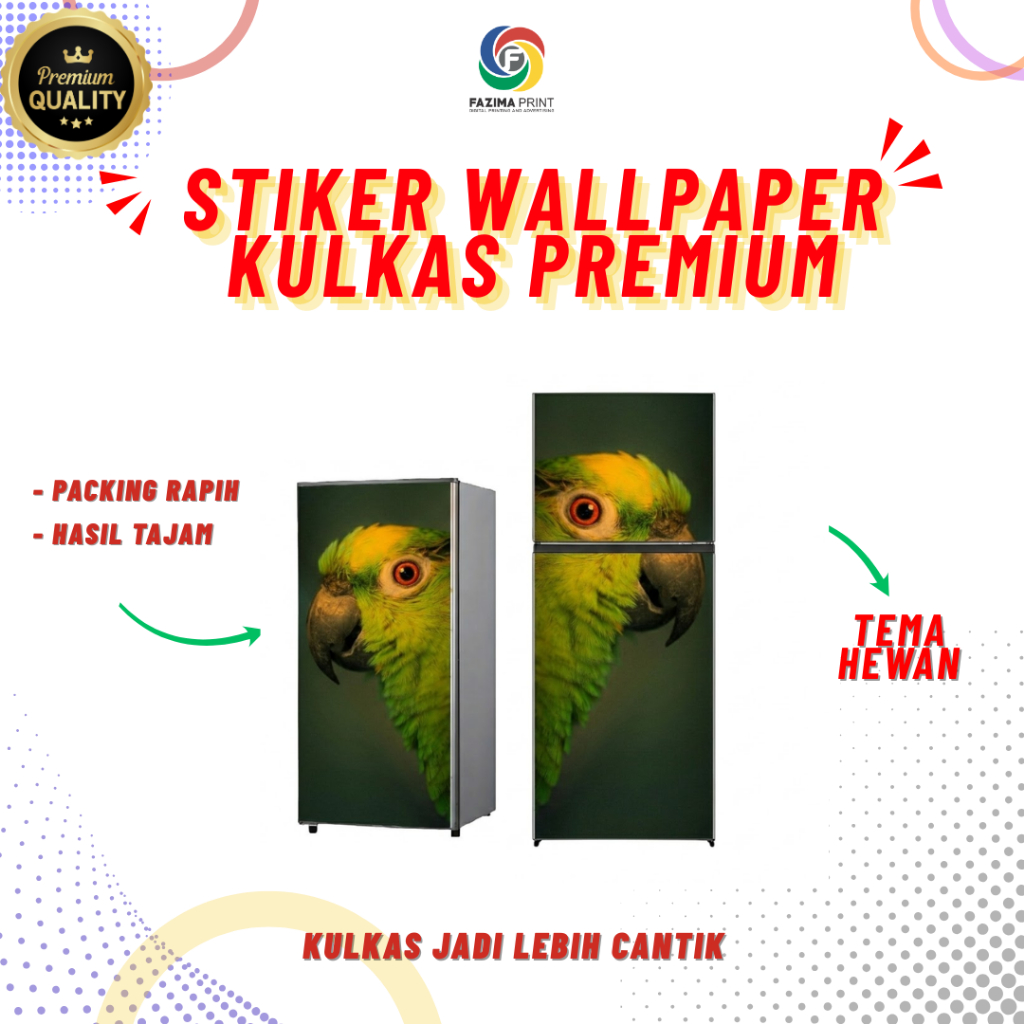 Stiker Kulkas 1 Pintu, Stiker Kulkas 2 Pintu, Stiker Kulkas Motif Hewan, Premium Tahan Air