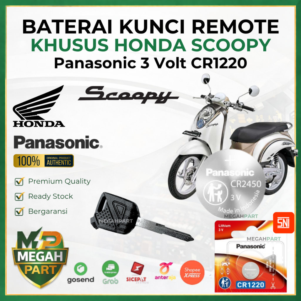 Baterai Kunci Remote HONDA SCOOPY - ORIGINAL PANASONIC CR1220 | Battery Remote HONDA SCOOPY | Batera