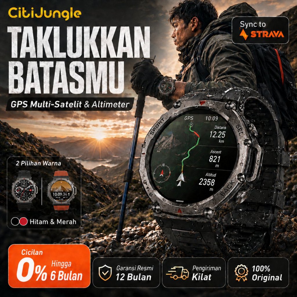 Citijungle GPS2(B78)Smartwatch GPS Map Strava Sync AMOLED 1.43 5ATM Jam Tangan Pintar Outdoor Lari S
