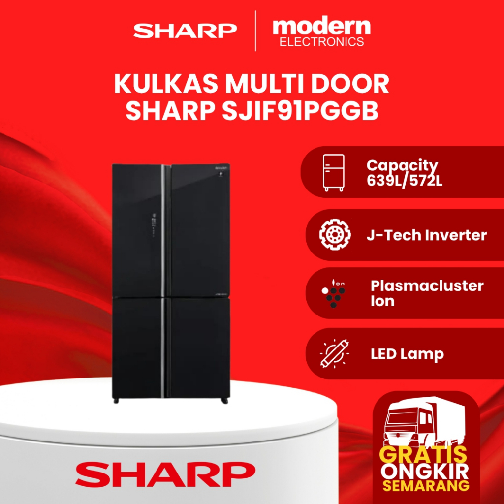 SHARP KULKAS 4 PINTU 639 LITER SJIF91PGGB
