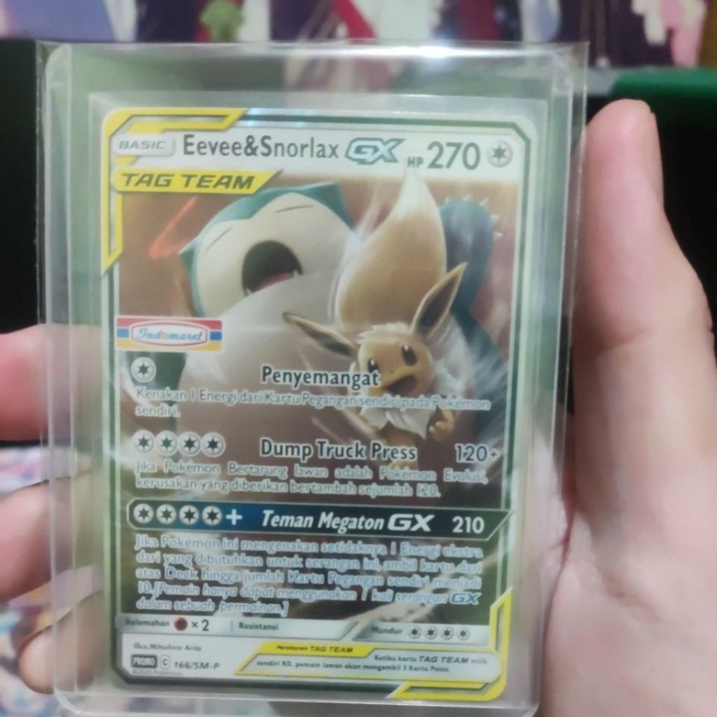 Eevee & Snorlax GX tag team promo stamp indomaret kartu pokemon tcg indo