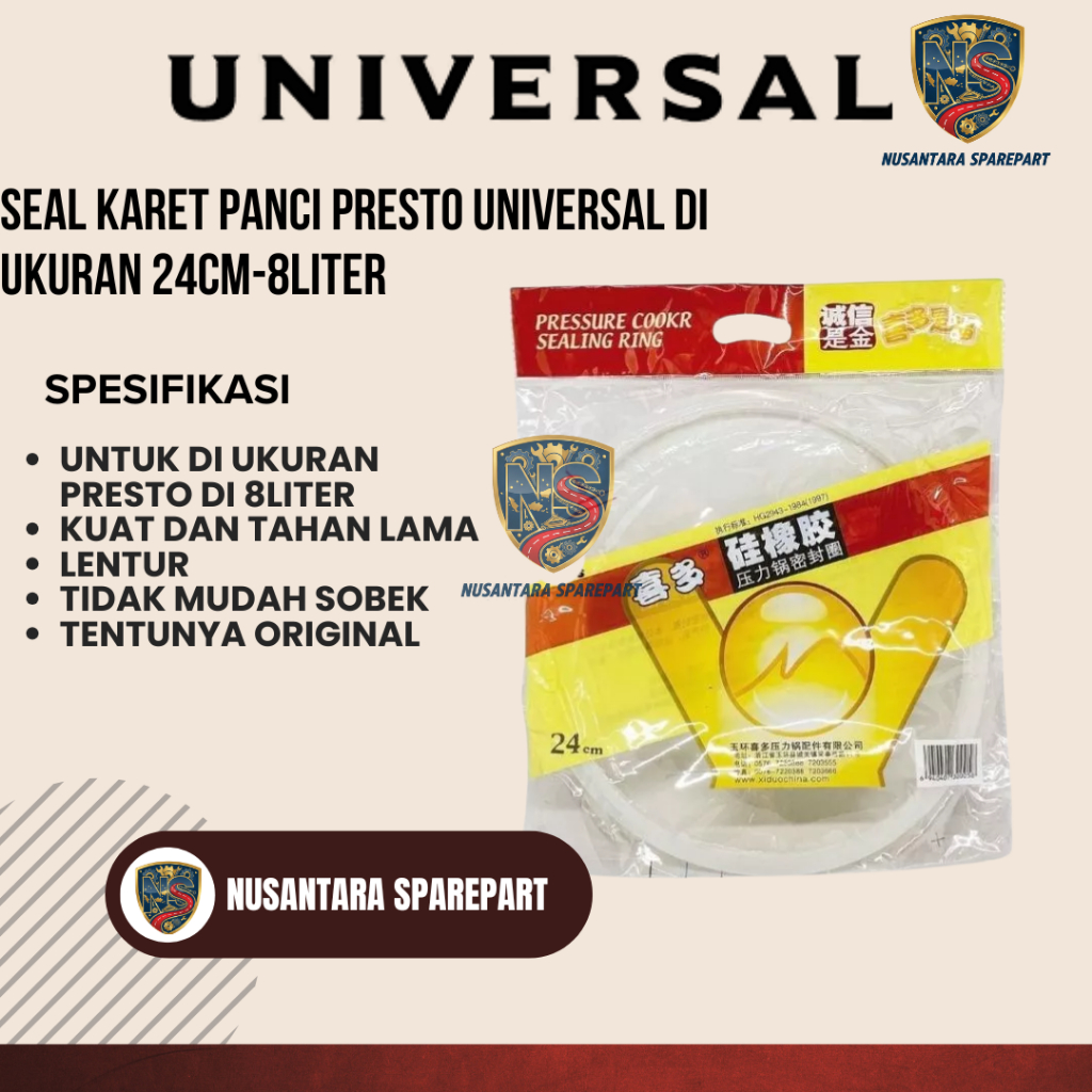 SEAL KARET PANCI PRESTO MAXIM 24 CM UNTUK 8 LITER- 100% ORIGINAL - DAN PASTINYA AWET-