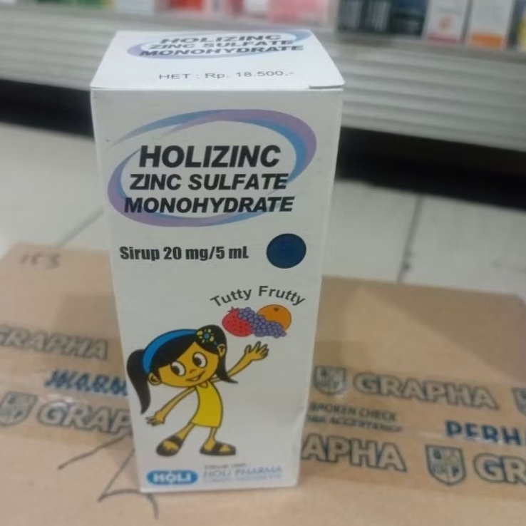 Holizinc sirup 20mg/5ml-Zinc sulfate sirup botol isi 60ml