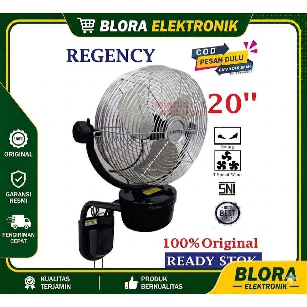 Kipas Angin Besi Regency TW-20 Kipas Angin Dinding 20 Inch Kipas Angin Tornado
