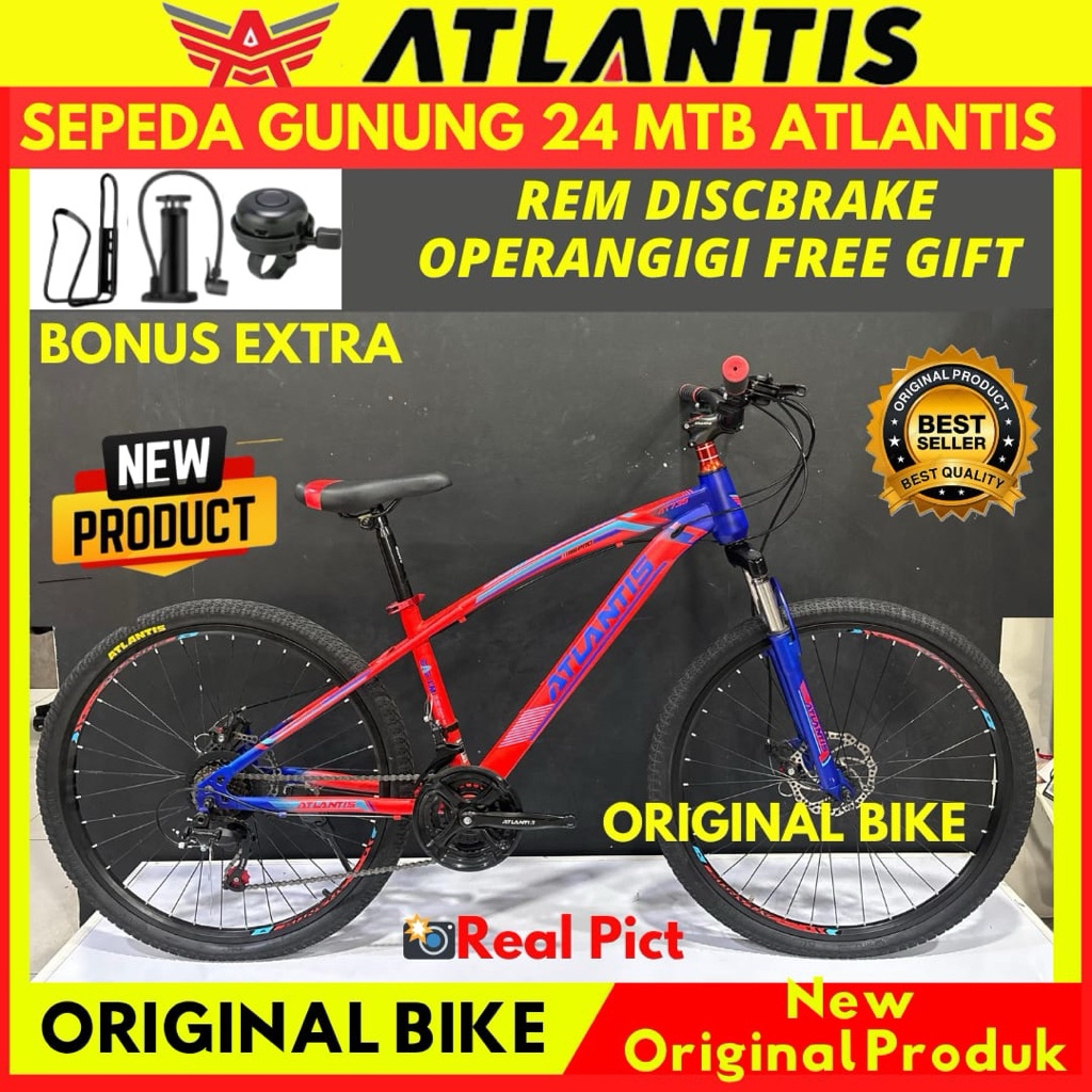 Sepeda Gunung MTB 24 Atlantis Rem Discbrake Sporty NEW
