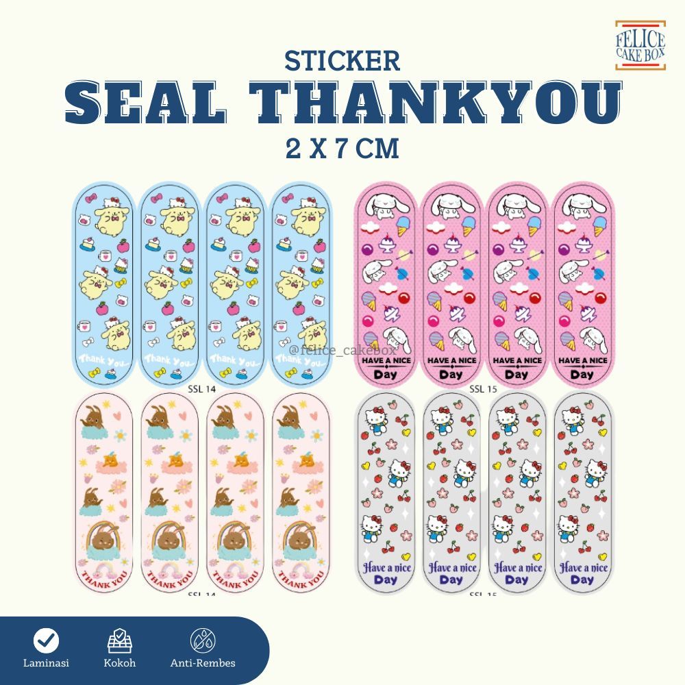 STICKER SEAL THANKYOU MINI 2X7 CM isi 120pcs / STICKER SEGEL THANKYOU KECIL / STIKER MINI SEAL TOPLE