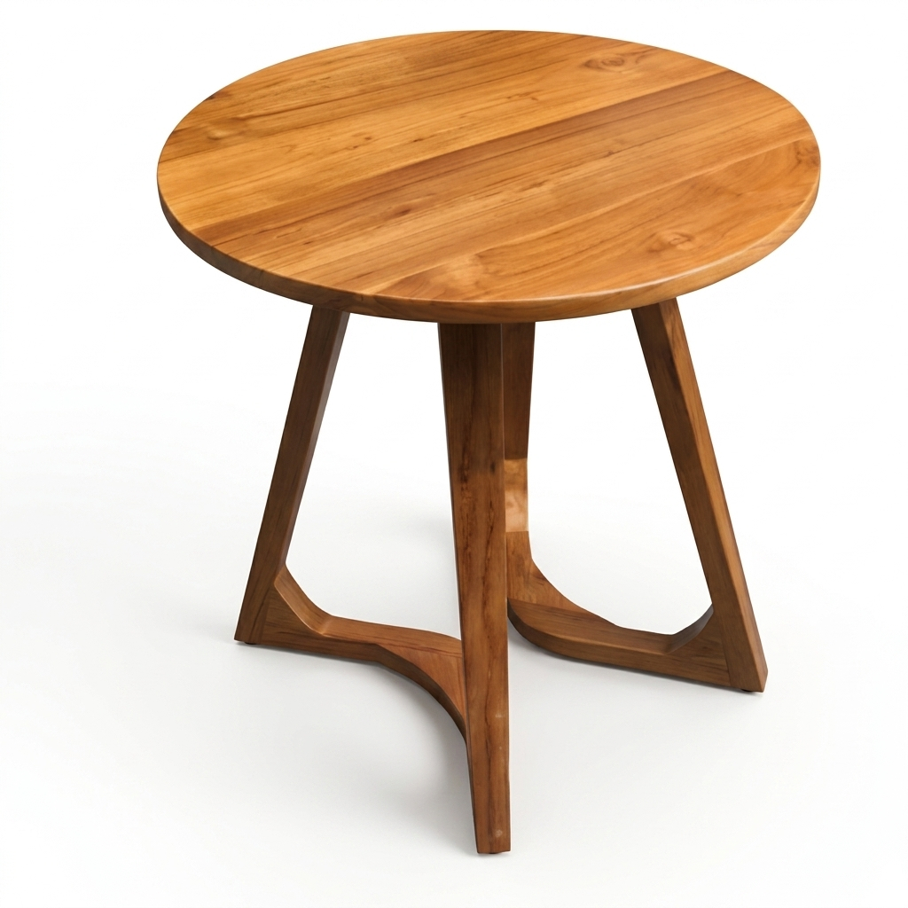 Meja Teras Jati Bulat Minimalis Cafe Tamu Coffee Table Retro Sudut Sofa