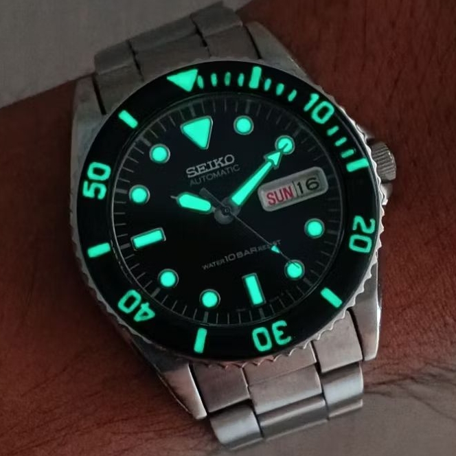 bezel insert 35mm untuk seiko skx023 skx025 skx027 custom made lume marker mod