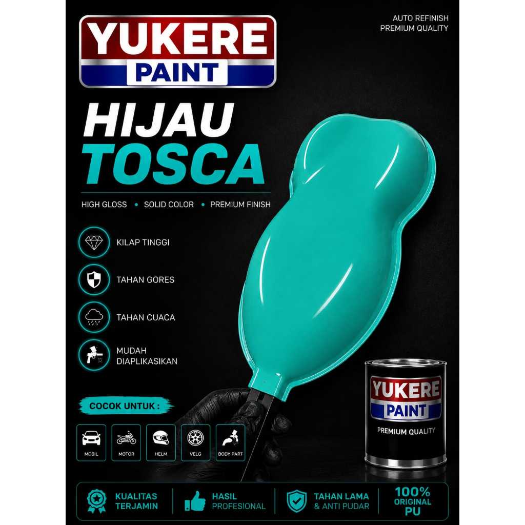 cat hijau tosca pu/cat hijau toska/tosca green bahan pu 500ml