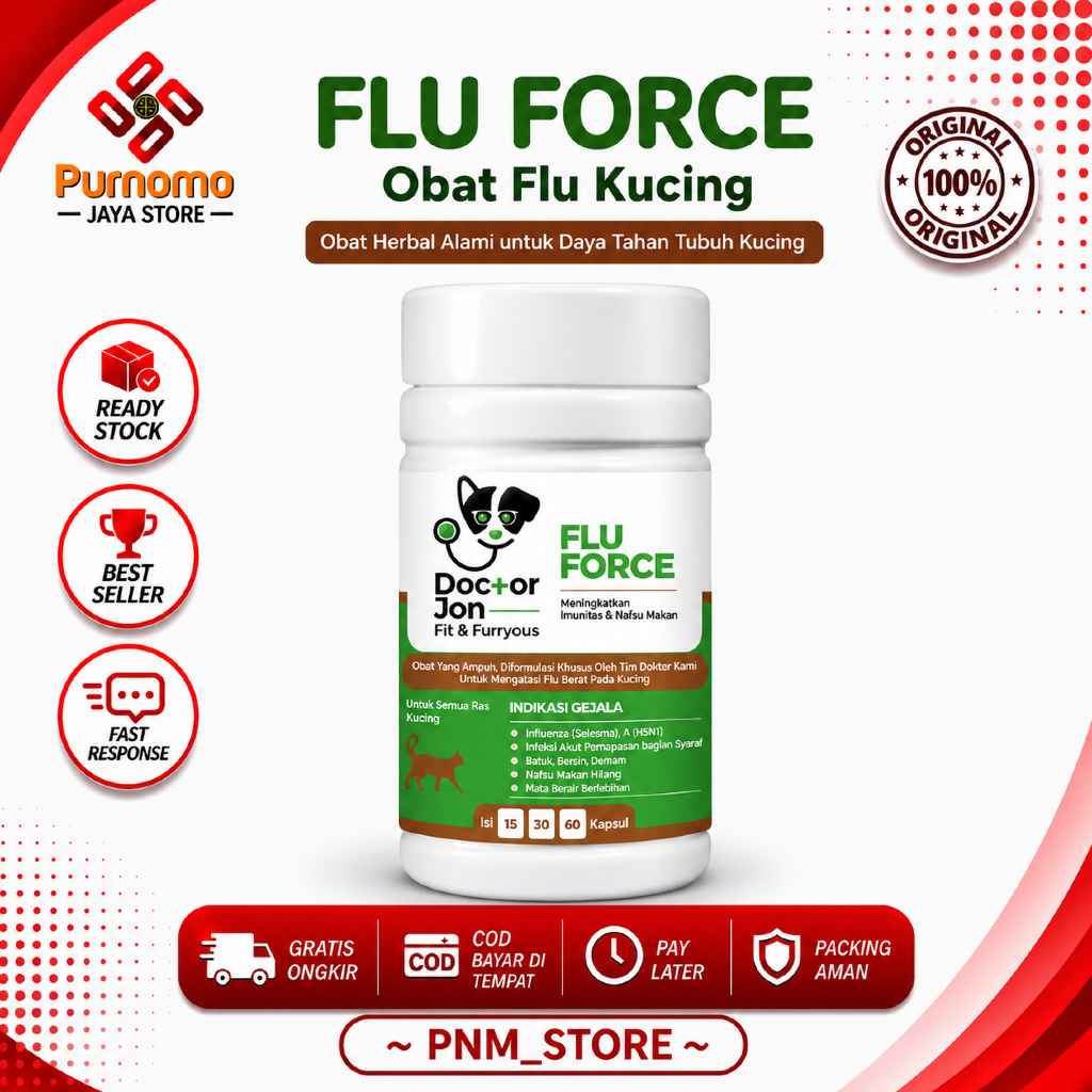 Dokter jhon | Flu force | Obat flu kucing | Obat Flu kucing doctor jon flu force 15 capsule