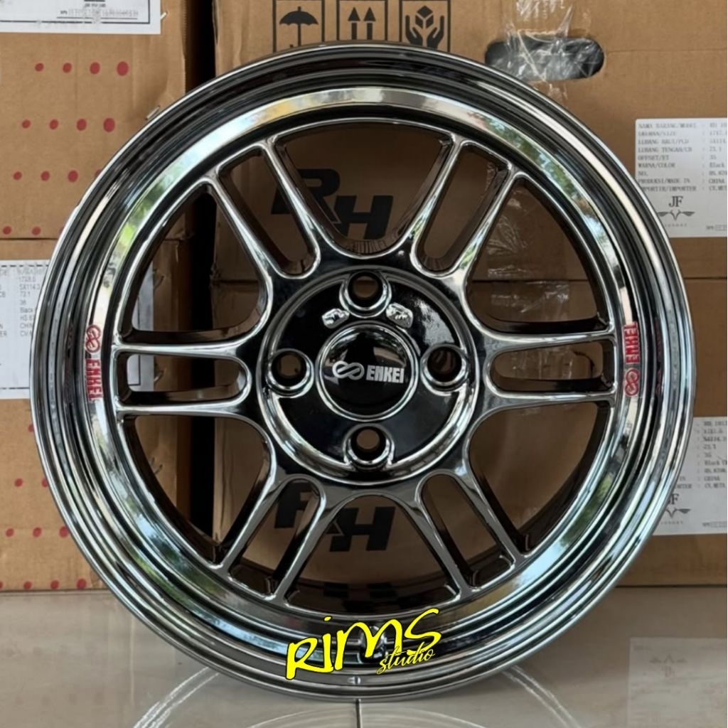 velg ENKEI RPF1 BLACK CHROME r15 lebar 6,5 pcd 4x100 et 42 velg mobil ring 15 pnp mobil agya ayla sw
