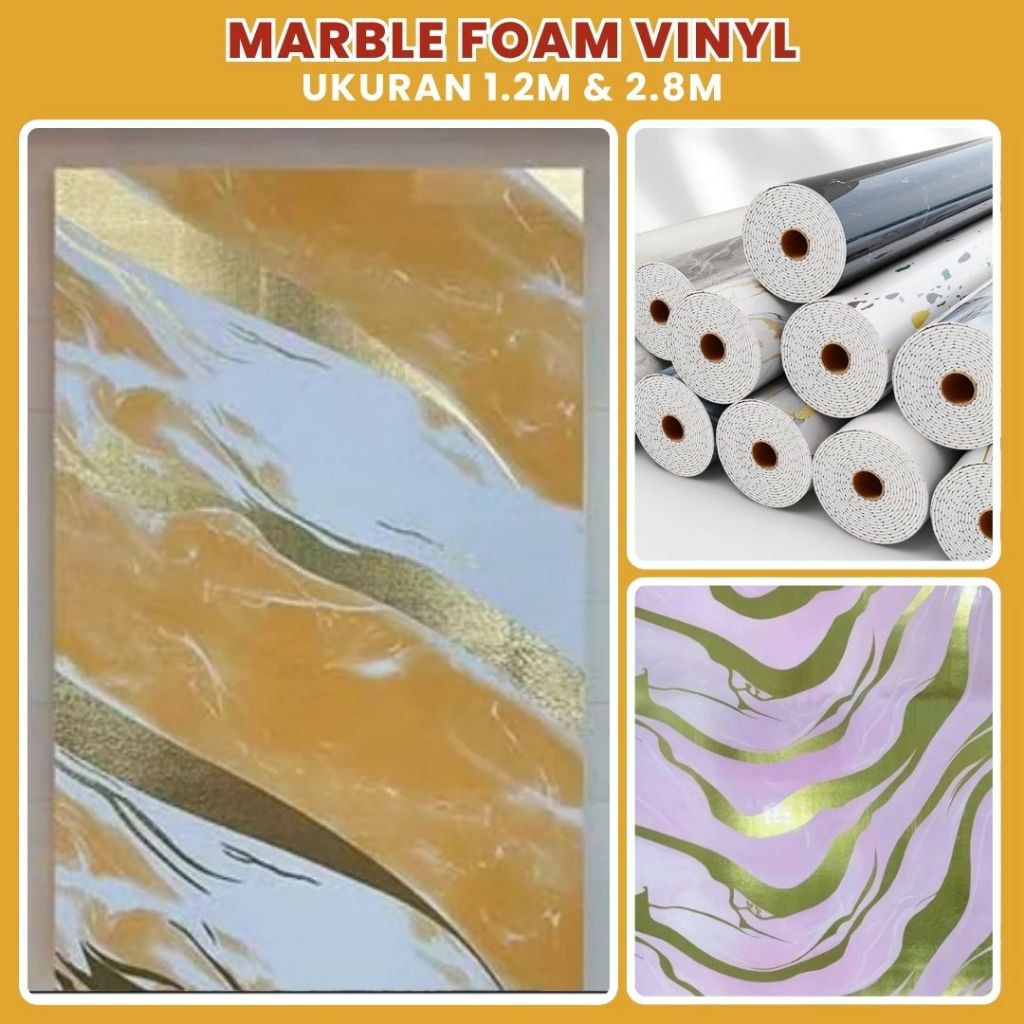 Wallpaper Marble Foam Roll Dinding Ruang Tamu Vinyl Dinding Wallpeper Lemari Cabinet Aesthetic