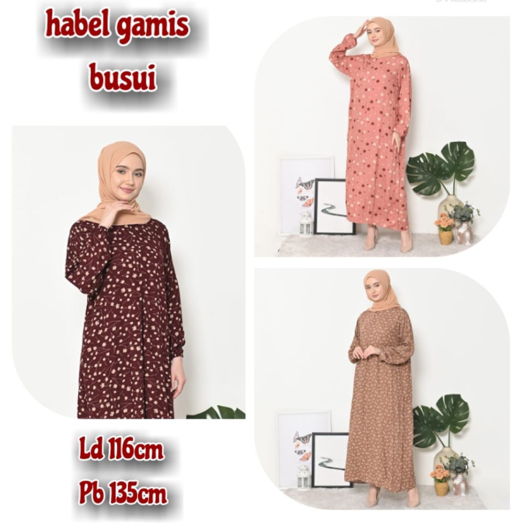 Daster Rayon Gamis Habel Hisbi Busui Panjang Semata Kaki Lengan Panjang