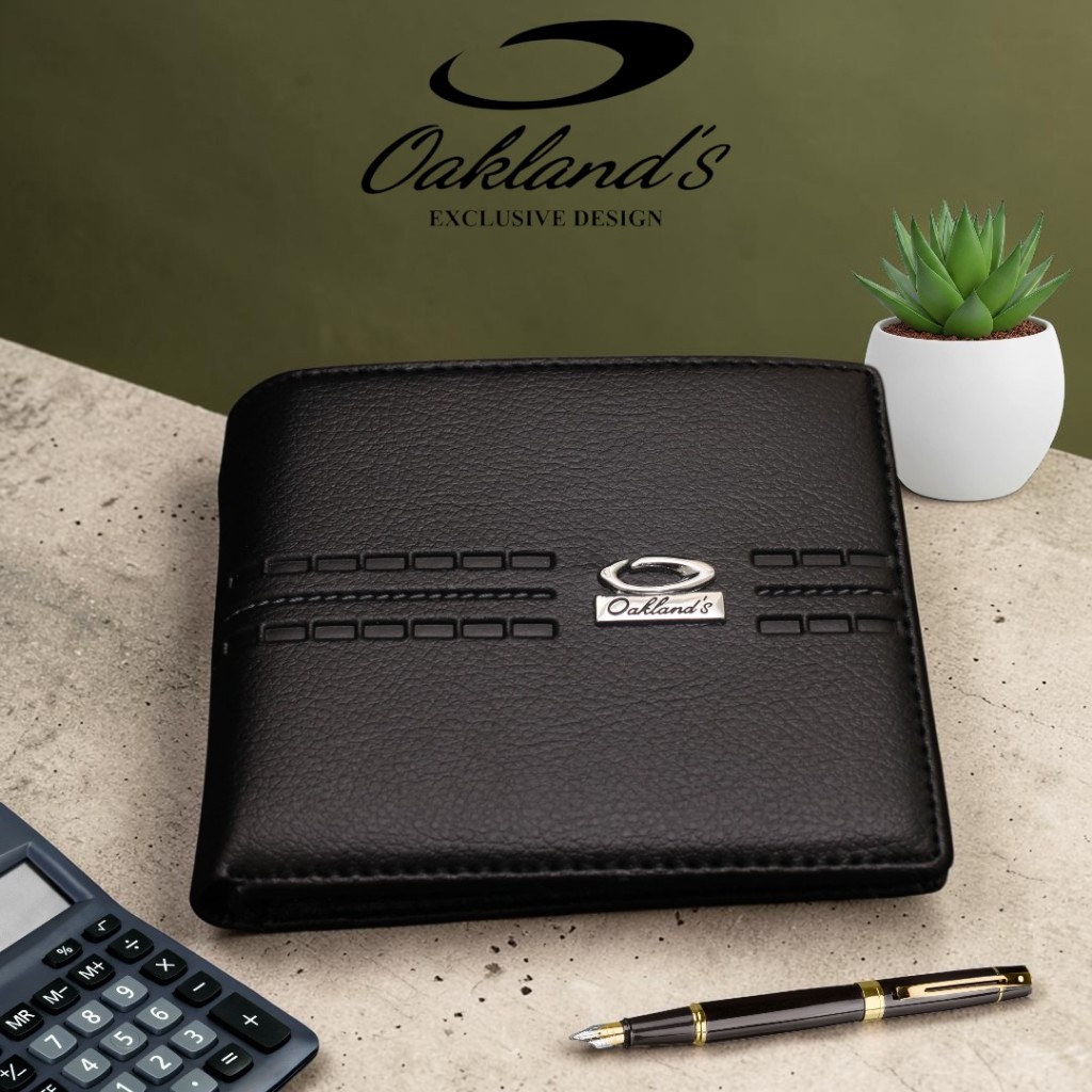 OAKLAND'S Dompet Lipat Pria Bahan Kulit Sintetis PVC Premium Free Box | Hitam Cokelat | ML 01J1