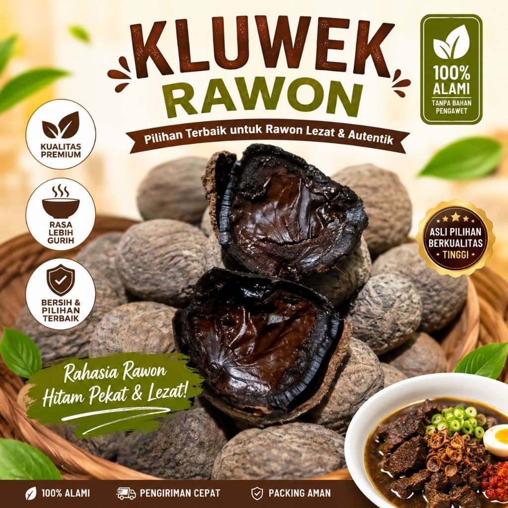 PROMO 500 Gram KLUWEK Picung Atau Kluwak Rawon Kepayang Untuk Bumbu Rawon Full Hitam  Siap Di Olah