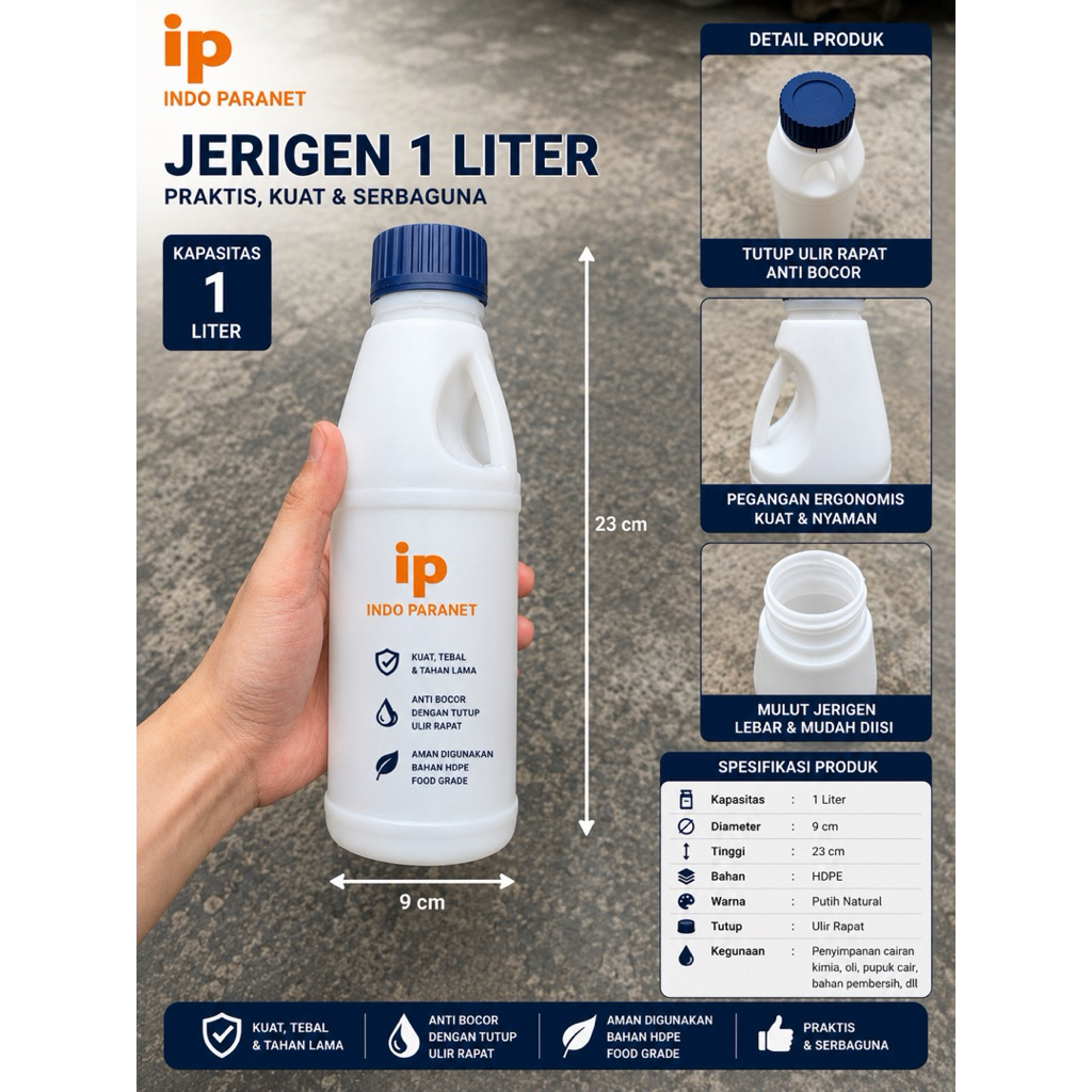 JERIGEN 1 LITER TEBAL DRIGEN PLASTIK JERRYCAN
