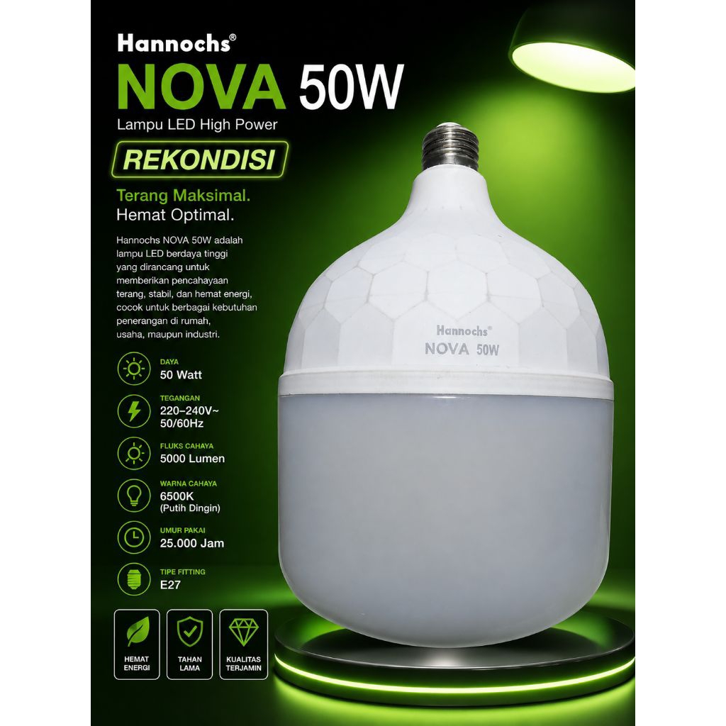 lampu LED hannochs 50 Watt rekondisi