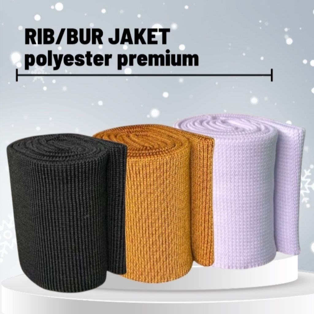 KAIN Rib/Bur jaket polyester warna polos salur perlembar
