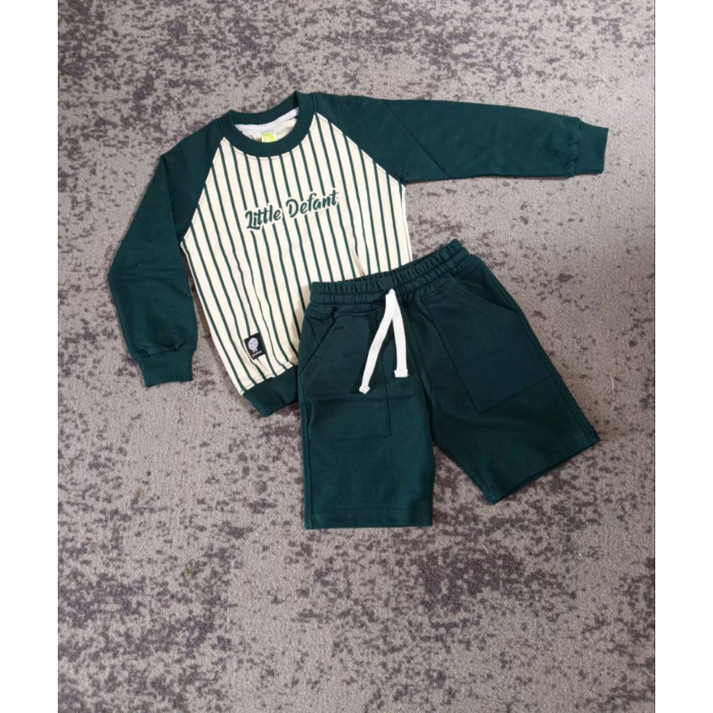 CREWNECK / SWEATER Anak BaseBall (Hijau Botol)
