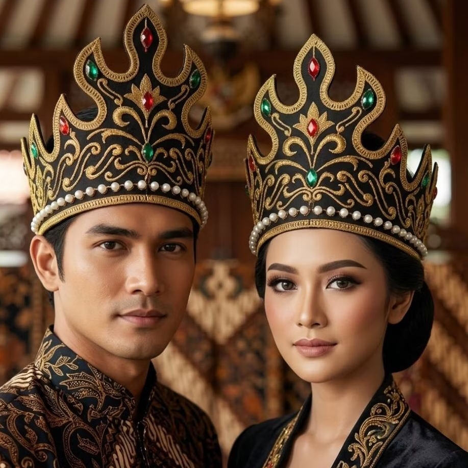 Mahkota - Mahkota Siger Khas Lampung Adat Bordir Motif Menara Lampung Bahan Spon Memakai Tali Ikat K