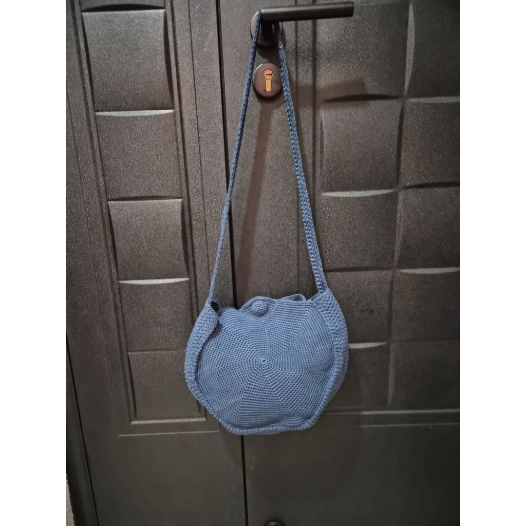 Tas rajut woll biru navi