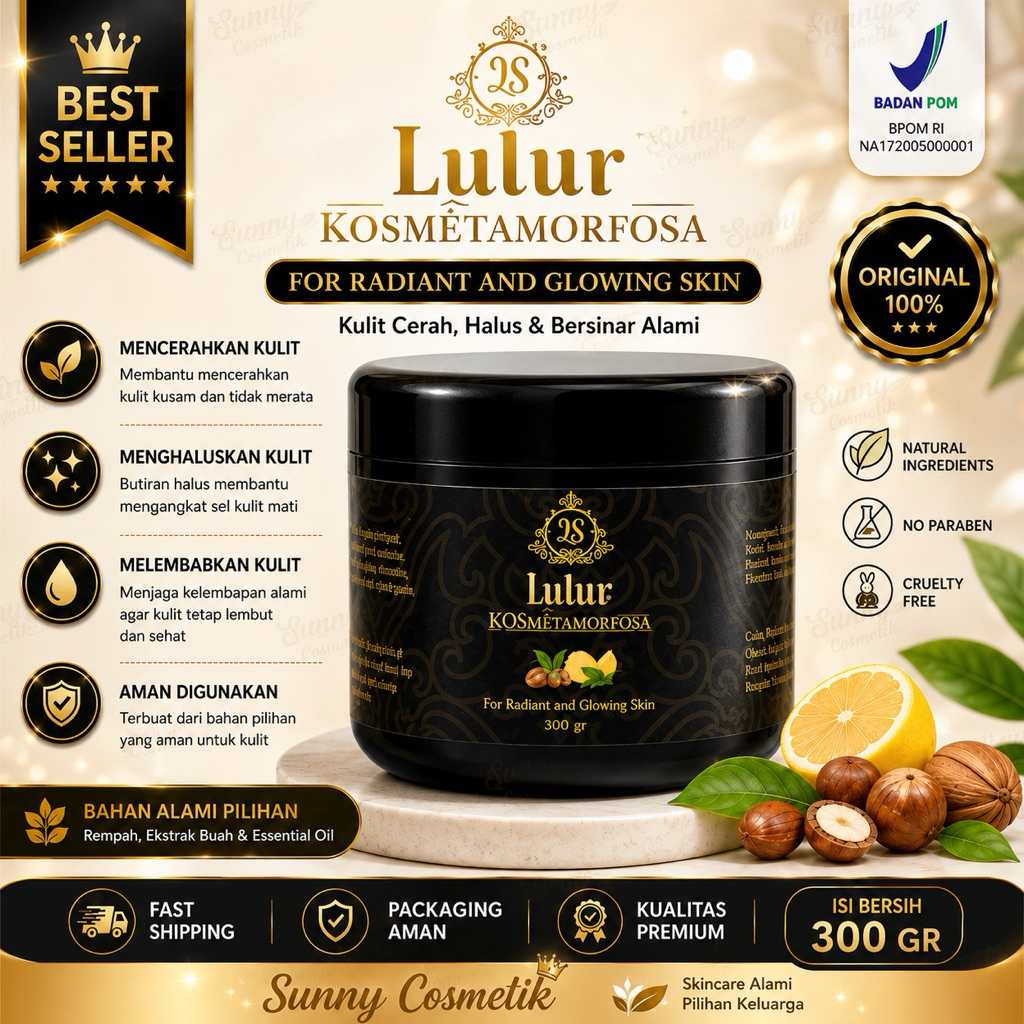 LULUR HITAM 3S LULUR PEMUTIH BADAN BPOM NEW KEMASAN MENCERAHKAN KULIT