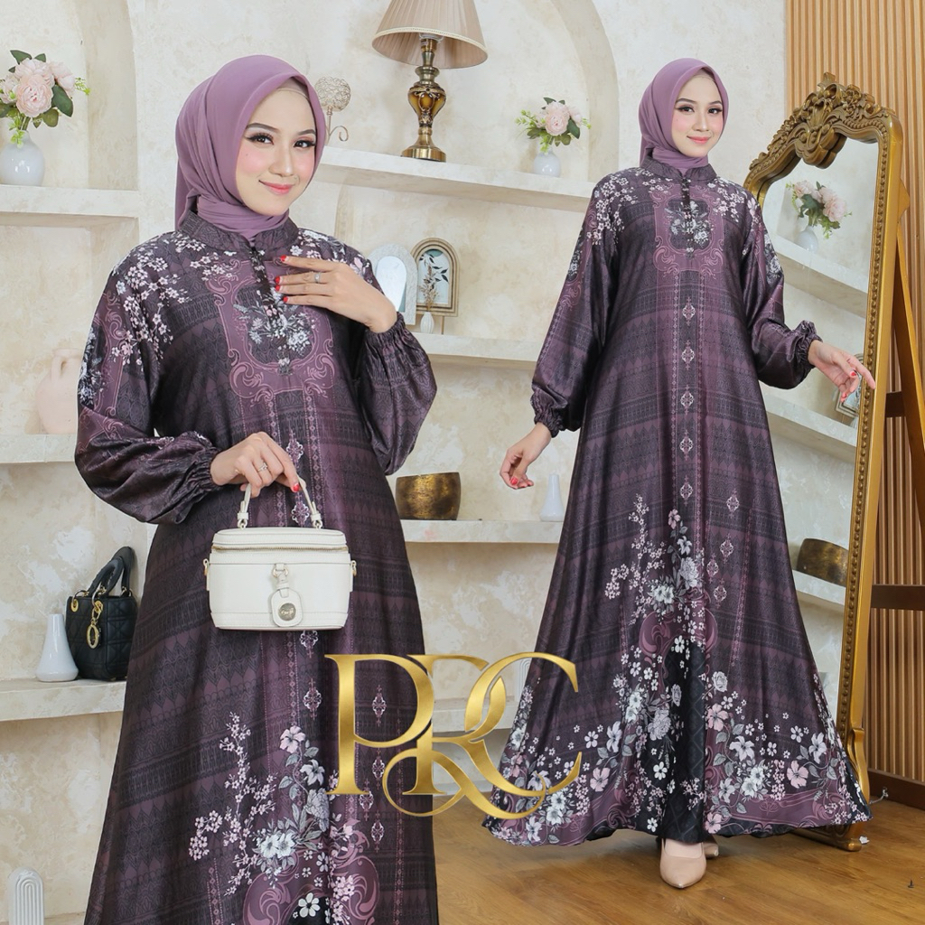 (COD)Parci Ayuna Gamis Armani Silk Premium Gramasi A Motif Terbaru - Gamis Silk -Gamis Silk Jumbo - 