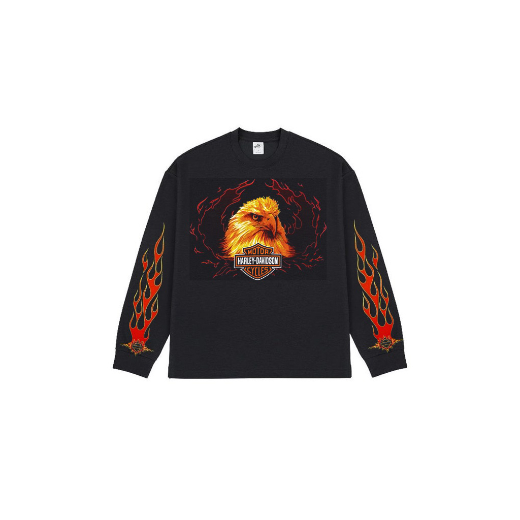 Harley Davidson -  Eagle Flame 2 Vintage Longsleeve / Kaos Longsleeve Harga Murah Berkualitas