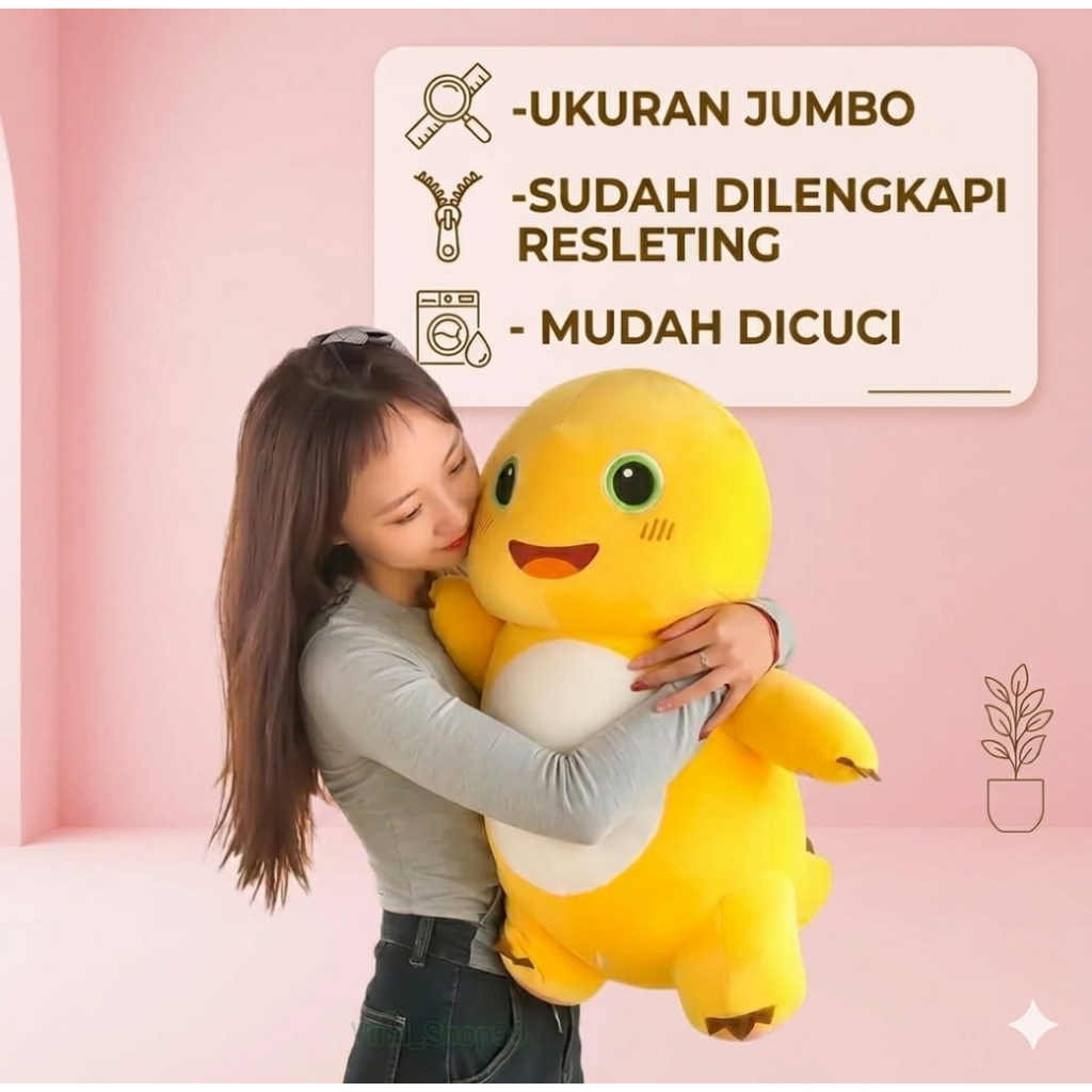 Boneka mainan anak Dino kuning nailong boneka jumbo dolls boneka dino kuning susu naga jumbo