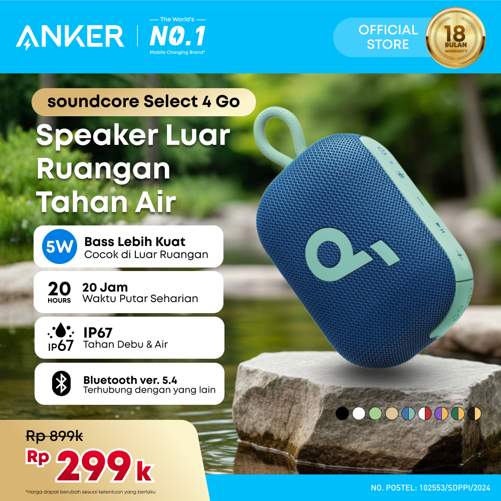 Soundcore by Anker Select 4 Go / Select4Go Bluetooth Speaker, Ultra Portable, Up to 20 Hours of Play