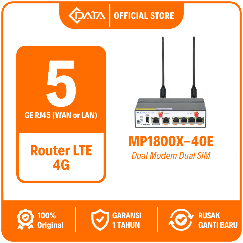 CDATA - Maipu MP1800X-40E SD-WAN LTE Router Dual Modem Dual SIM Gigabit Enterprise Industrial Router