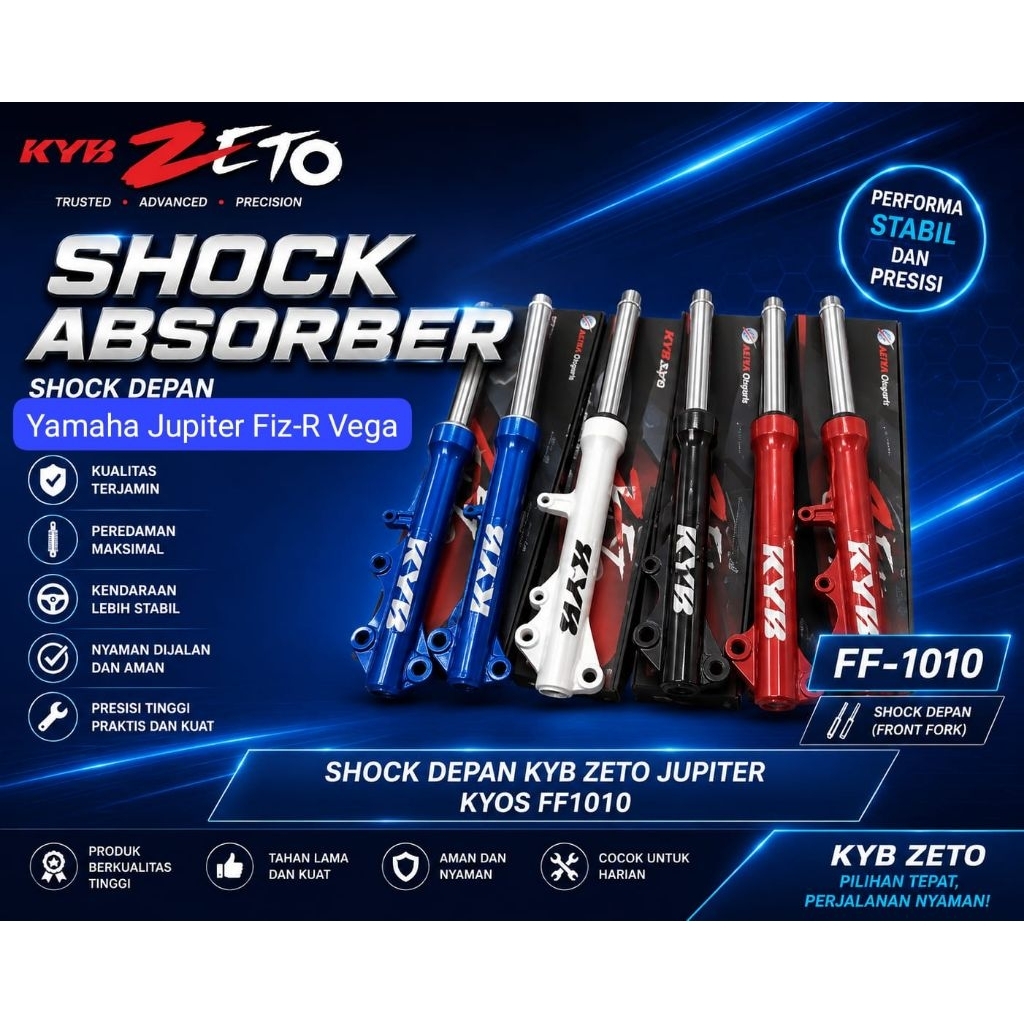 ( Kayaba Zeto ) shock absorber shok depan kyb zeto motor yamaha jupiter vega fiz-r original merah bi
