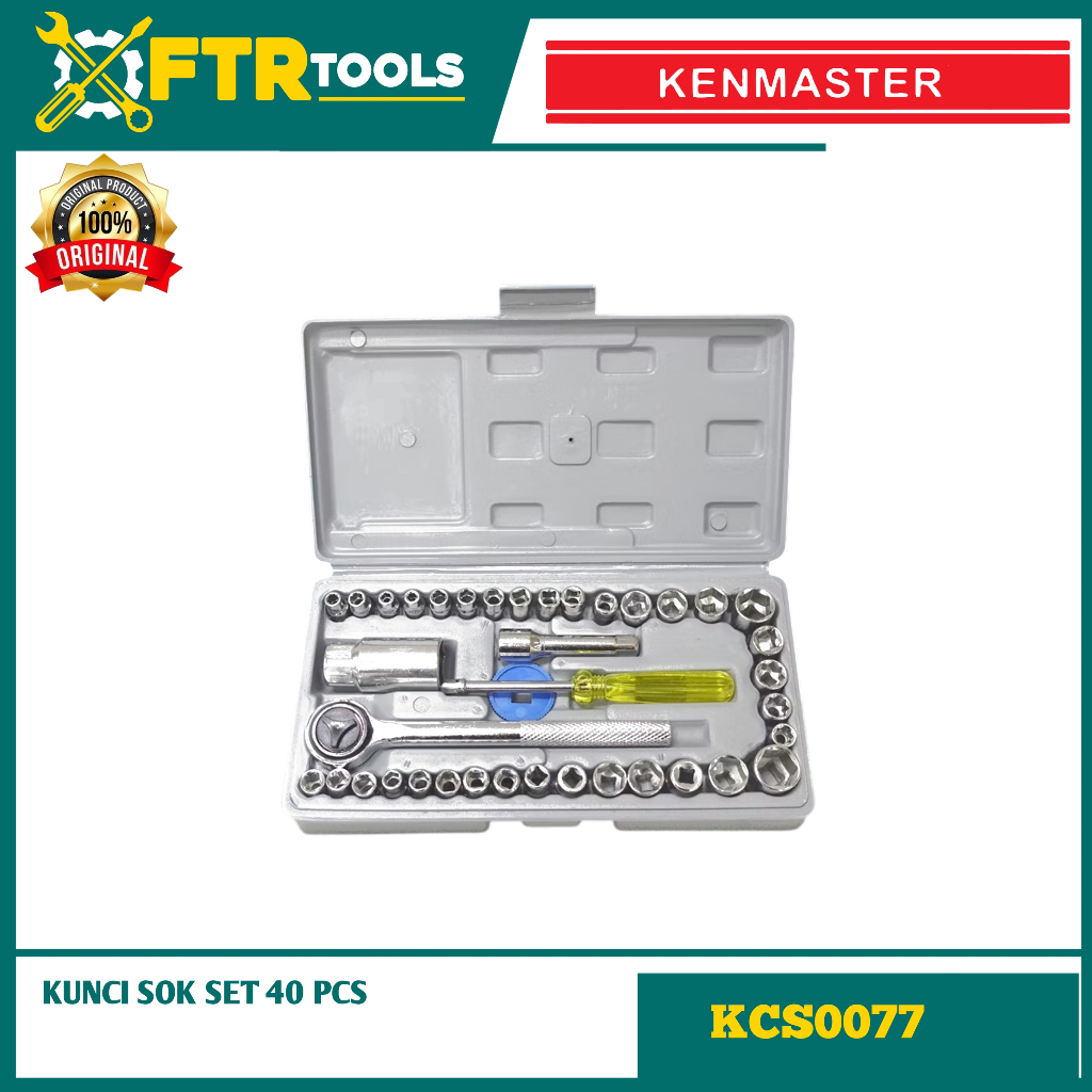 Kunci Sok 40 PCS - Kunci Set Bengkel Kunci Socket SET BOX ORIGINAL KENMASTER