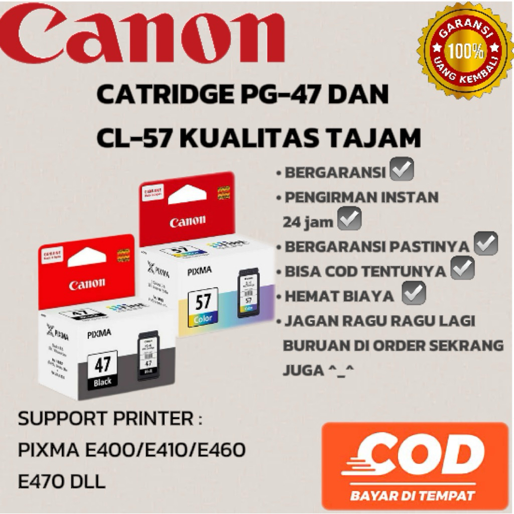 Cartridge canon  PG47 & CL57 Cartridge printer e410 e400 e470