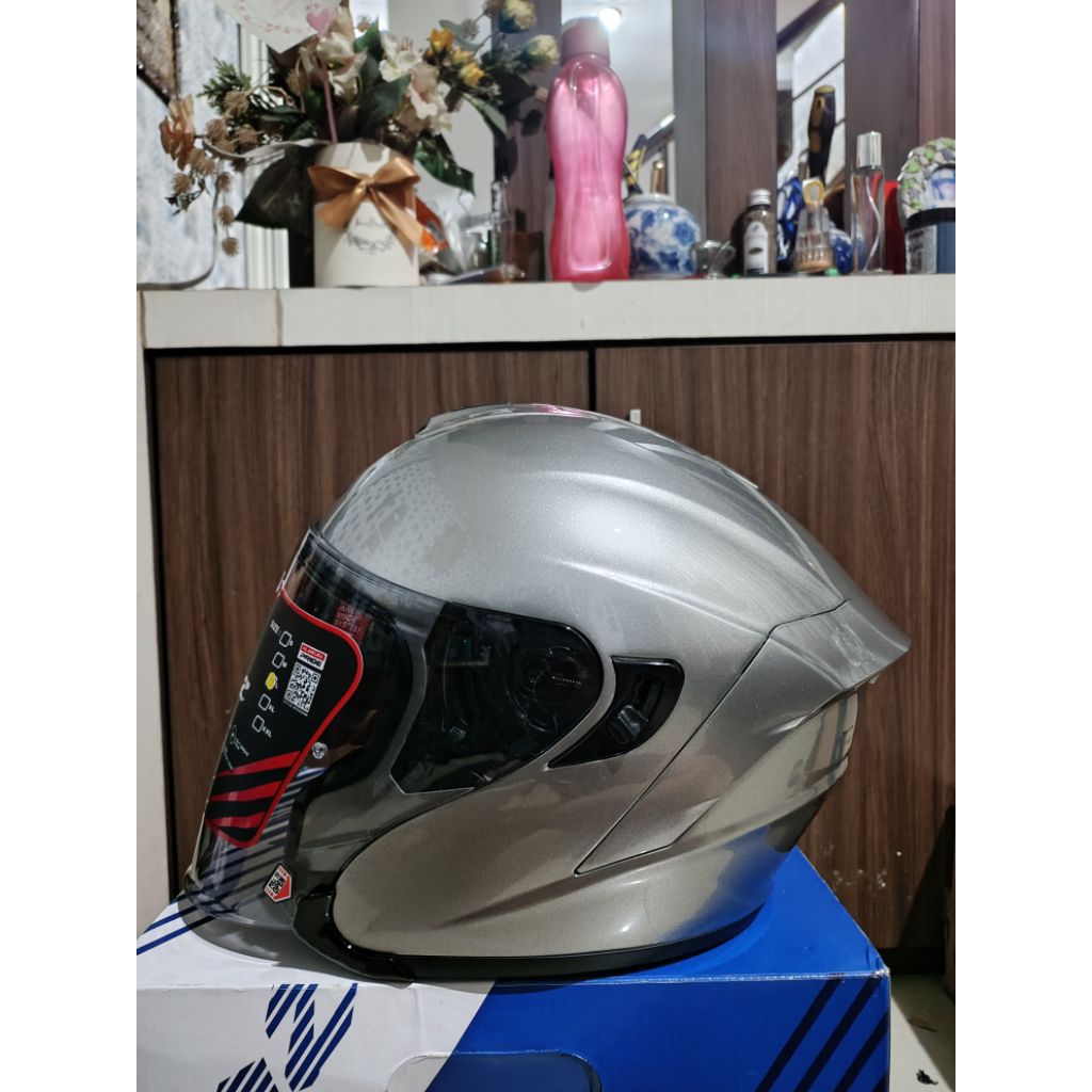 HELM NJS KAIROZ DOUBLE VISOR, SILVER STEEL