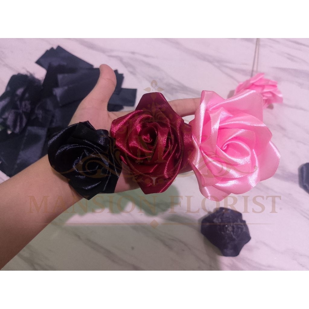Bunga Pita Satin / Bunga Mawar Satin Satuan