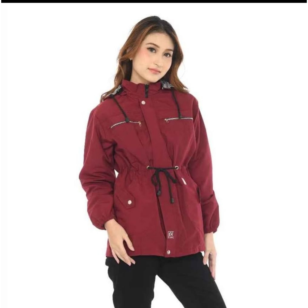PRELOVED Jaket Parka Wanita Jumbo Korea Style - Bahan Baby Canvas Tebal, Desain Hoodie