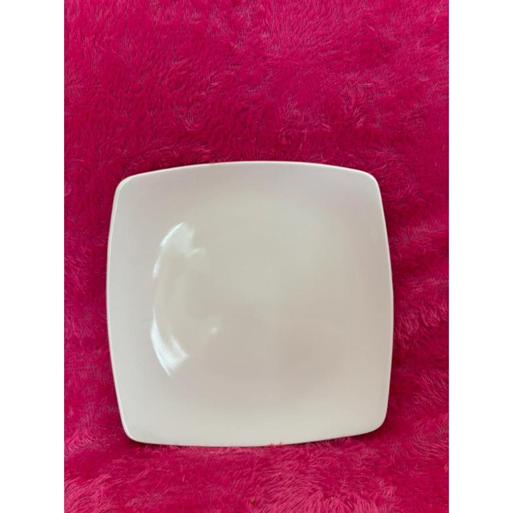 PIRING KERAMIK SAJI SQUARE 10 INCHI PUTIH POLOS / PIRING SEGI EMPAT / PIRING KERAMIK TEBAL HARGA TER