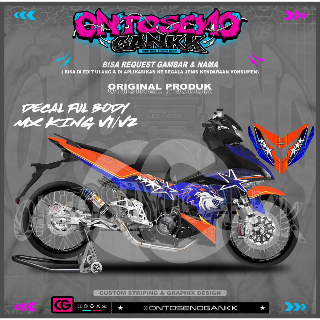 DECAL STICKER FULL BODY Mx king 150 V2-MX KING V1- MX KING V 2 BISA REQUEST NAMA