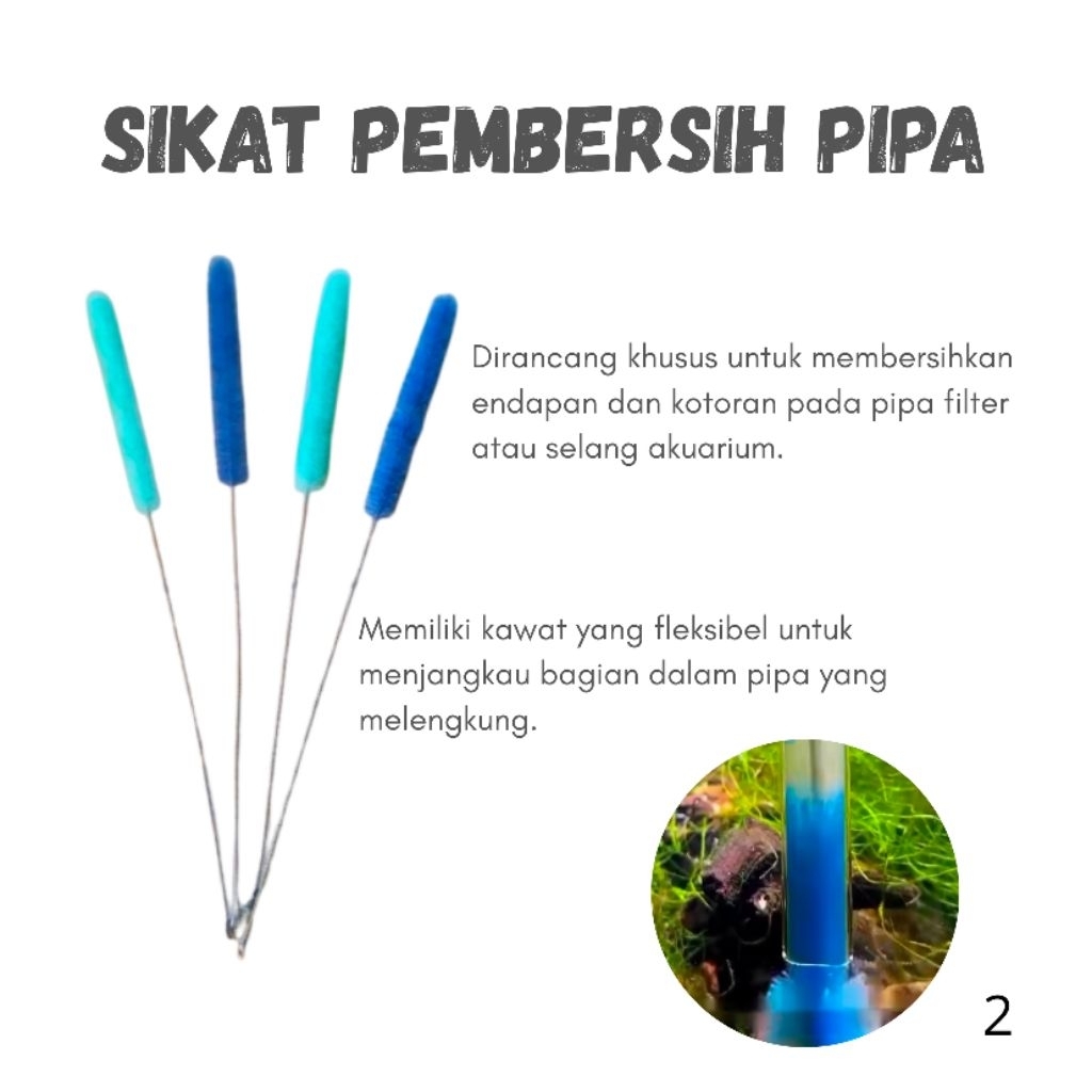 sikat pembersih pipa paralon aquarium dll