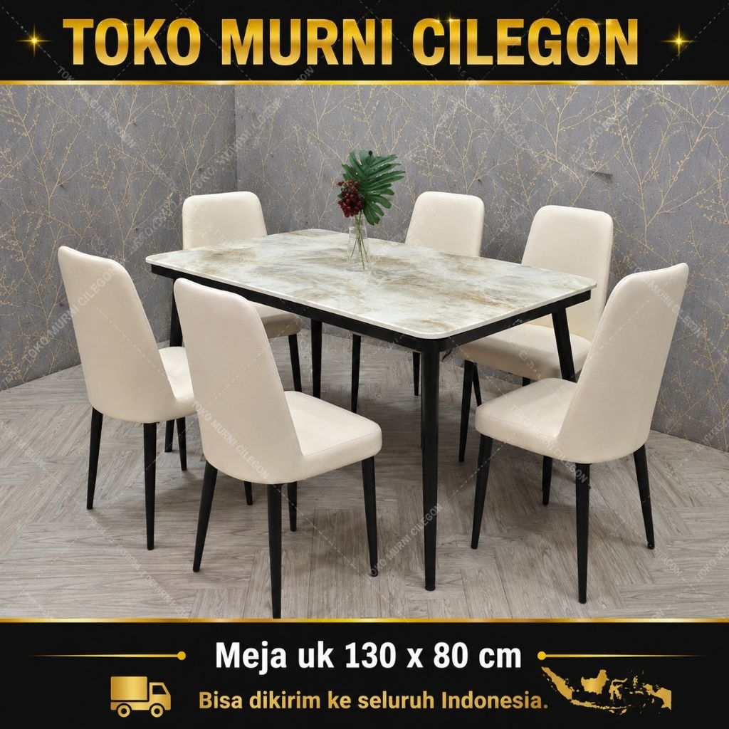 Meja Makan Marmer Celine + Kursi