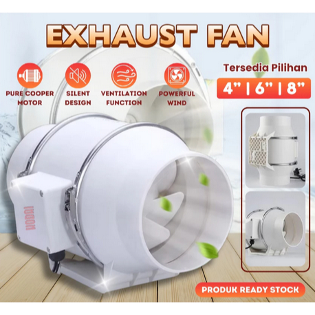 Kipas Penghisap Asap Blower Exhaust Fan 4/6/8 Inch Kipas Angin Buang Diam Ekstraktor Dinding Jendela