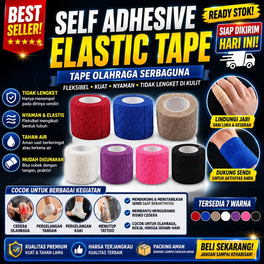 Finger Tape Perban Elastis Teping 5CM x 4.5M WristTape Taping Olahraga Sepak Bola Voli Voly Futsal M