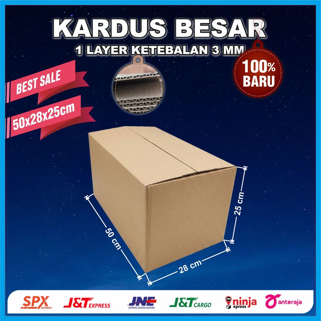 Kardus Besar Ukuran 50 x 28 x 25 cm | Karton Semarang | Kardus Jumbo | Kardus Jawa Tengah | Toko Kar